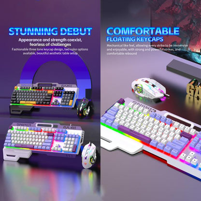 SHIPADOO GT500  Tri-color Block RGB Metal Cover Suspended Wired Gaming Keyboard with Mouse