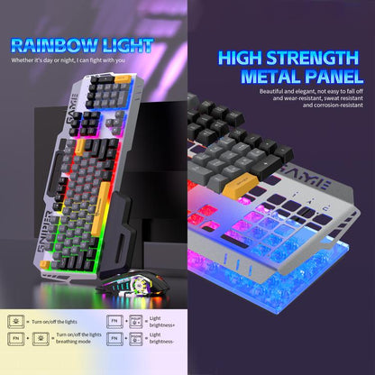 SHIPADOO GT500  Tri-color Block RGB Metal Cover Suspended Wired Gaming Keyboard with Mouse