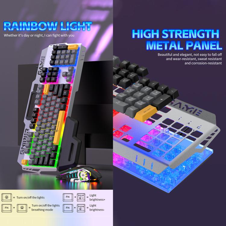 SHIPADOO GT500  Tri-color Block RGB Metal Cover Suspended Wired Gaming Keyboard with Mouse