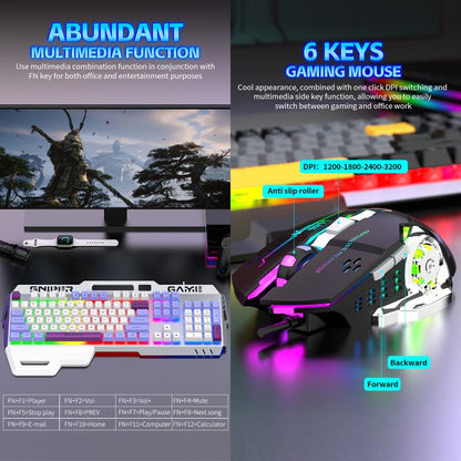 SHIPADOO GT500  Tri-color Block RGB Metal Cover Suspended Wired Gaming Keyboard with Mouse