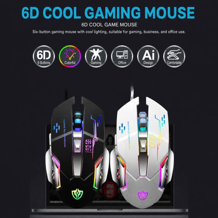 SHIPADOO GT700 Illuminated Wired Gaming Keyboard and 4D 2400DPI Mouse Set, GT700 4D 2400DPI Mouse Black, GT700 4D 2400DPI Mouse White