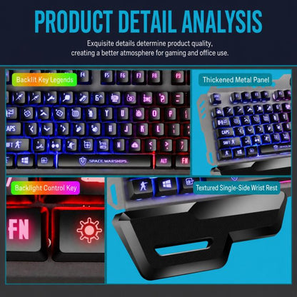 SHIPADOO GT700 Illuminated Wired Gaming Keyboard and 4D 2400DPI Mouse Set, GT700 4D 2400DPI Mouse Black, GT700 4D 2400DPI Mouse White