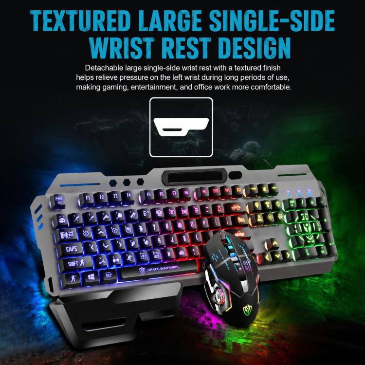 SHIPADOO GT700 Illuminated Wired Gaming Keyboard and 4D 2400DPI Mouse Set, GT700 4D 2400DPI Mouse Black, GT700 4D 2400DPI Mouse White
