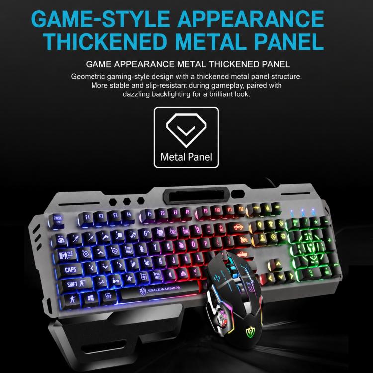 SHIPADOO GT700 Illuminated Wired Gaming Keyboard and 4D 2400DPI Mouse Set, GT700 4D 2400DPI Mouse Black, GT700 4D 2400DPI Mouse White