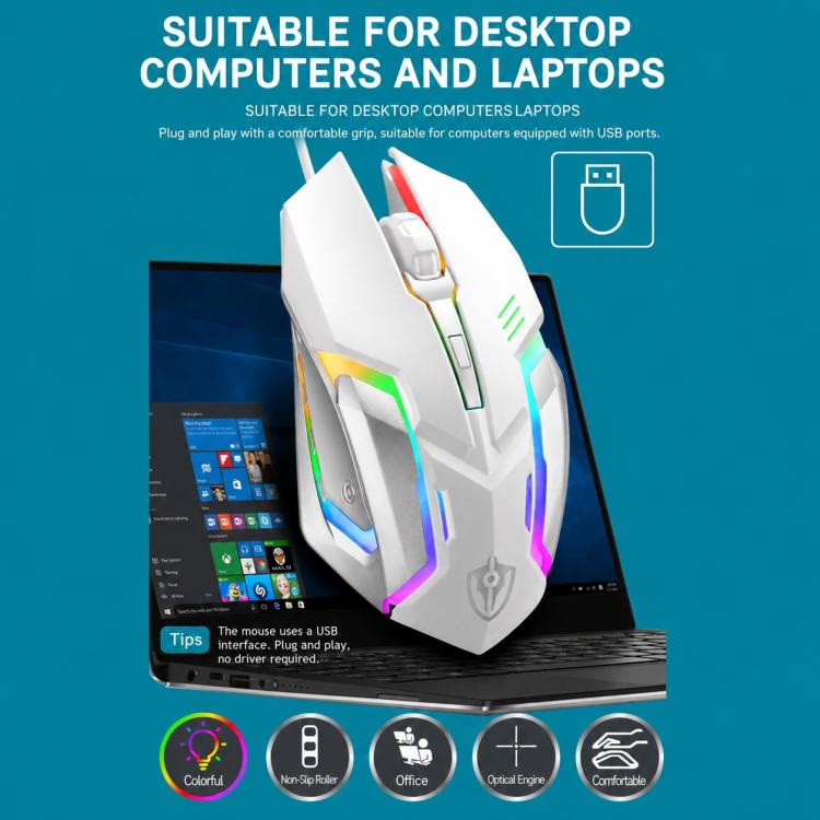 SHIPADOO GT700 Illuminated Wired Gaming Keyboard and 6D 4800DPI Mouse Set, GT700 6D 4800DPI Mouse Black, GT700 6D 4800DPI Mouse White