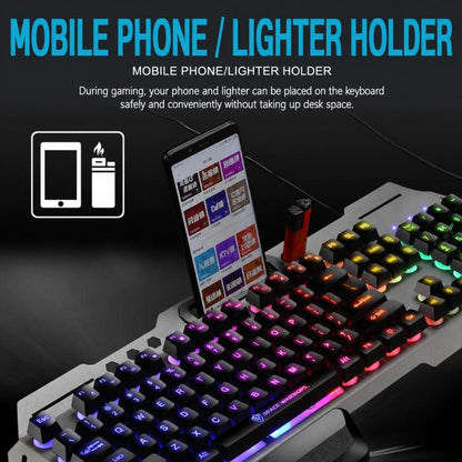 SHIPADOO GT700 Illuminated Wired Gaming Keyboard and 6D 4800DPI Mouse Set, Standard Character Transparent Version, GT700, Standard Character Transparent Version