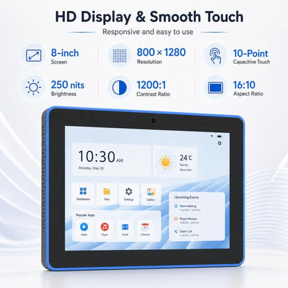 WA8059T 8 inch HD Touch Screen Digital Signage with LED, 4GB+32GB, Android 14 RK3576S Octa Core, EU Plug, US Plug, UK Plug