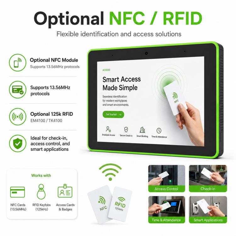 WA8059T 8 inch HD Touch Screen Digital Signage with LED, 4GB+32GB, Android 14 RK3576S Octa Core, EU Plug, US Plug, UK Plug