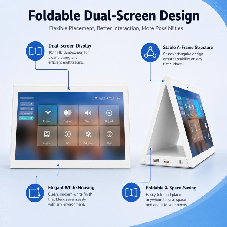 WD1028T 10.1 inch HD Dual Touch Screen Digital Signage, 2GB+16GB, Android 11 RK3568 Quad Core, EU Plug, US Plug, UK Plug