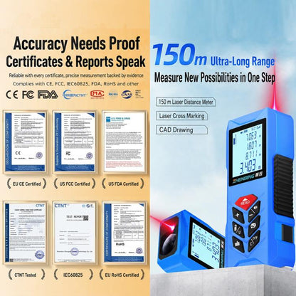 ZHENBING N1 Advanced Version Handheld Cross Line Infrared Laser Distance Meter, 50m, 70m, 100m, 120m