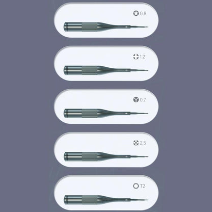 LUOWEI Tomahawk Super Hard Strong Magnetic S2 Screwdriver, Y-shaped 0.7, Hexagon T2, Cross 1.2, Five Stars 0.8, Medium Plate 2.5, 5 in 1 Set