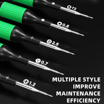 LUOWEI Little Boy Smooth Bearings Alloy Magnetic Screwdriver, Y-shaped 0.7, Hexagon T2, Cross 1.2, Five Stars 0.8, Medium Plate 2.5, 5 in 1 Set