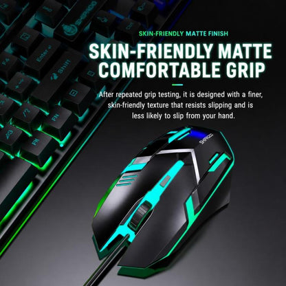 SHIPADOO D500 Colorful Illuminated Wired Keyboard Mouse Set