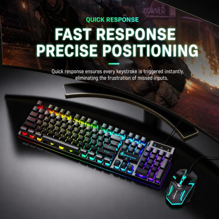 SHIPADOO D500 Colorful Illuminated Wired Keyboard Mouse Set