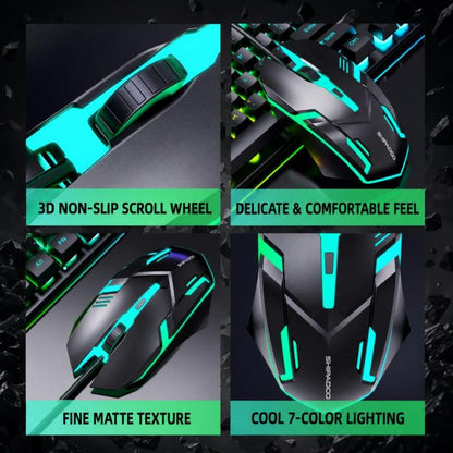 SHIPADOO D500 Colorful Illuminated Wired Keyboard Mouse Set