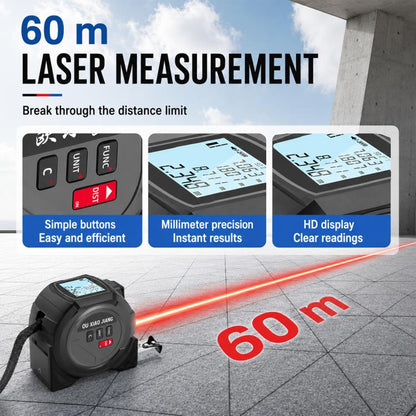 OUXIAOJIANG 3 in 1 High-Precision Handheld Cross Line Laser Rangefinder Digital Tape Measure, 40m, 60m