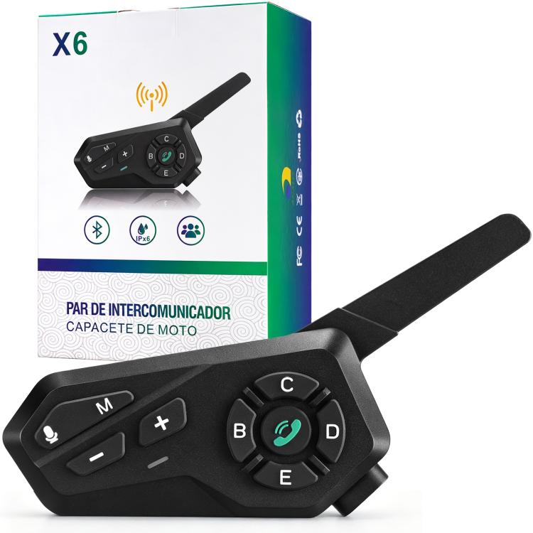 Motorcycle Helmet Waterproof Wireless Walkie-Talkie Bluetooth Earphone, Black