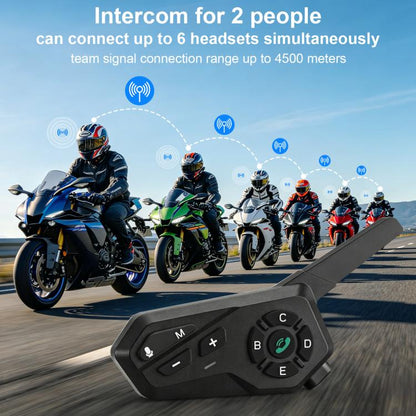 Motorcycle Helmet Waterproof Wireless Walkie-Talkie Bluetooth Earphone, Black