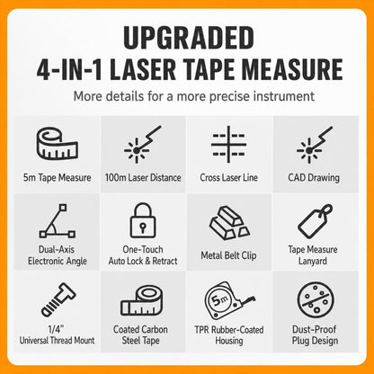 4 in 1 High-Precision Infrared Cross Line Bluetooth Laser Rangefinder, 40m, 60m, 80m, 100m