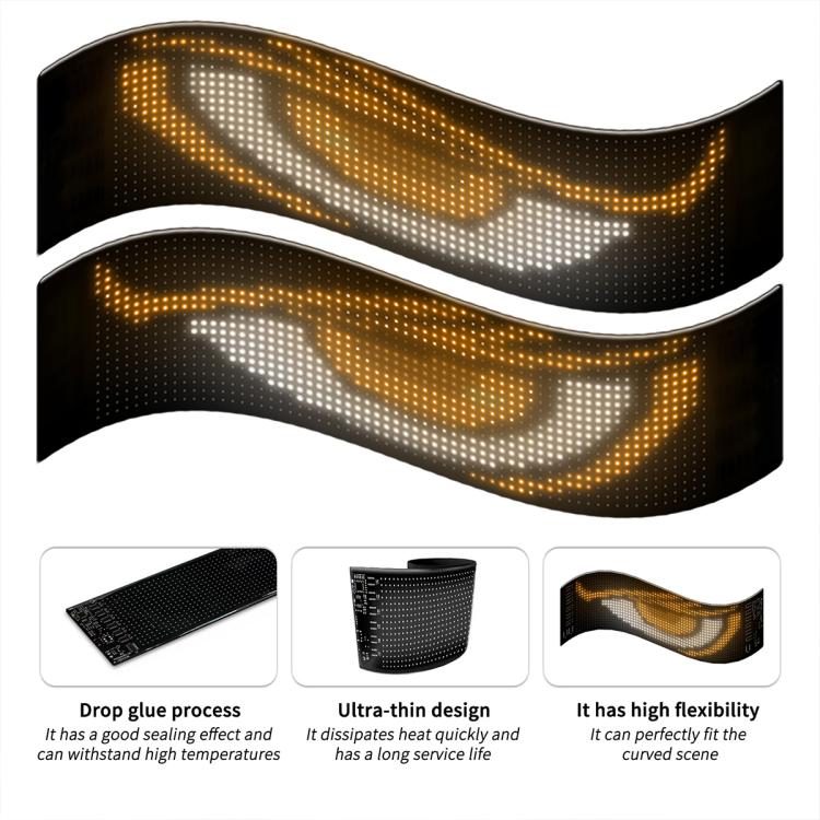 Demon Eye Car Ultra-Thin Waterproof LED Flexible Matrix Display Screen 2pcs, 16 x 32 USB set, 16 x 64 USB set, 20 x 64 USB set, 16 x 96 USB set