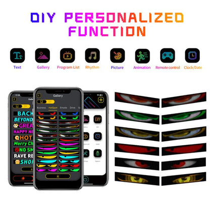 Demon Eye Car Ultra-Thin Waterproof LED Flexible Matrix Display Screen 2pcs, 16 x 32 USB set, 16 x 64 USB set, 20 x 64 USB set, 16 x 96 USB set
