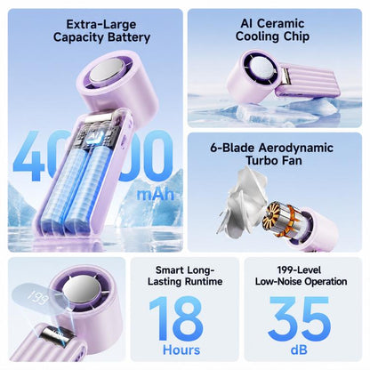 Y29 High Speed Cooling Folding Handheld Fan with Digital Display