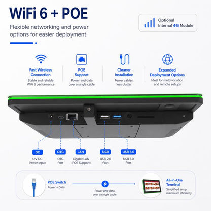 WA1059T 10.1 inch HD Touch Screen Digital Signage with Light, 4GB+32GB, Android 14 RK3576S Quad Core, US Plug, EU Plug, UK Plug