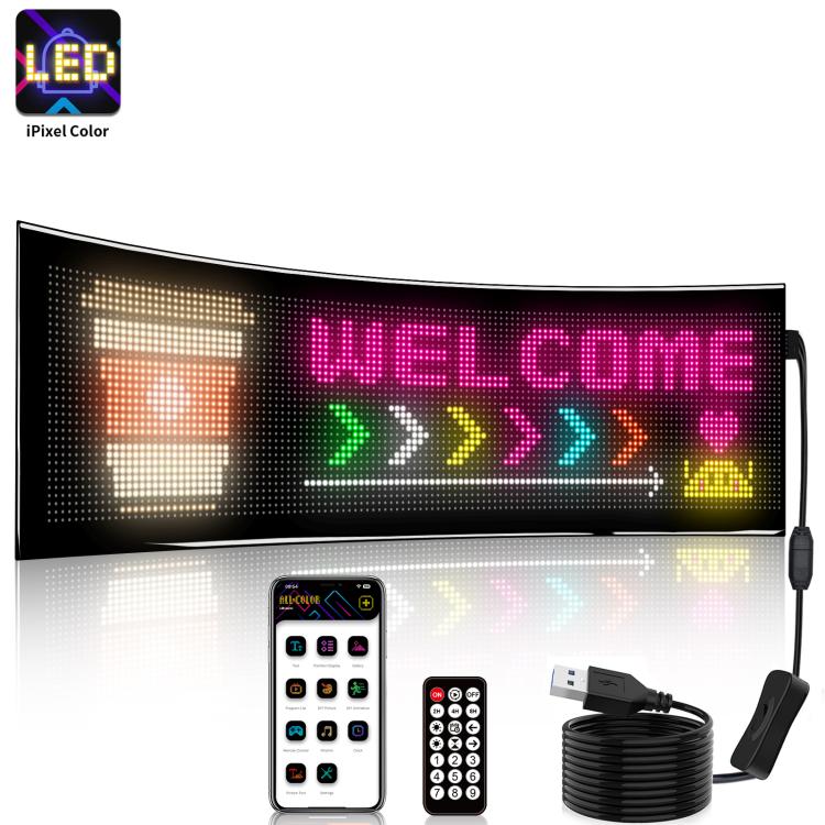 Double Row Ultra-Thin Waterproof LED Flexible Advertising Matrix Display Screen, USB 32x64 Pixels, USB 32x96 Pixels, USB 32x128 Pixels, USB 32x160 Pixels, USB 32x192 Pixels