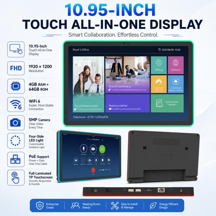 WA1109T 10.95 inch HD Touch Screen Digital Signage with Light, 4GB+64GB, Android 14 RK3576S Quad Core, EU Plug, UK Plug, US Plug