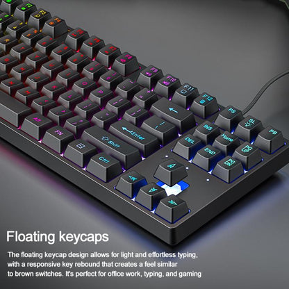 SHIPADOO K87 Mechanical Curved 87 Keys USB Wired Keyboard