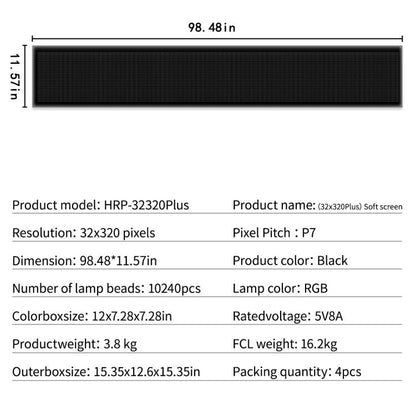 32x320 Pixels Dual Row Ultra-Thin LED Flexible Advertising Matrix Display Screen, Size: 240 x 29.4cm, 240 x 29.4cm