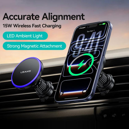 USAMS CD277 15W Magnetic Wireless Charging Car  Air Vent Phone Holder, CD277