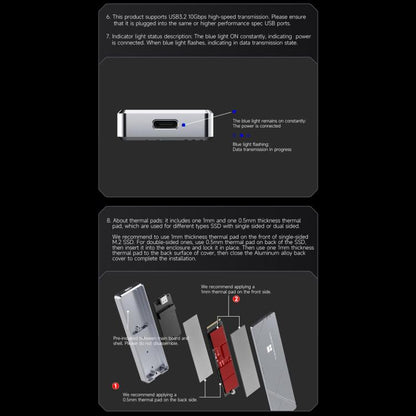 THERMALRIGHT HR-EB109 20Gbps M.2 NVMe SSD Enclosure with Type-C to Type-C Cable, EB109-20G C-C Cable