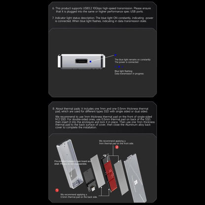 THERMALRIGHT HR-EB115 20Gbps M.2 NVMe SSD Enclosure with Type-C to Type-C Cable, EB115-20G C-C Cable