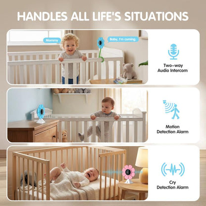 V1 Flower Shaped 4MP Baby Monitor Care Camera, EU Plug, US Plug