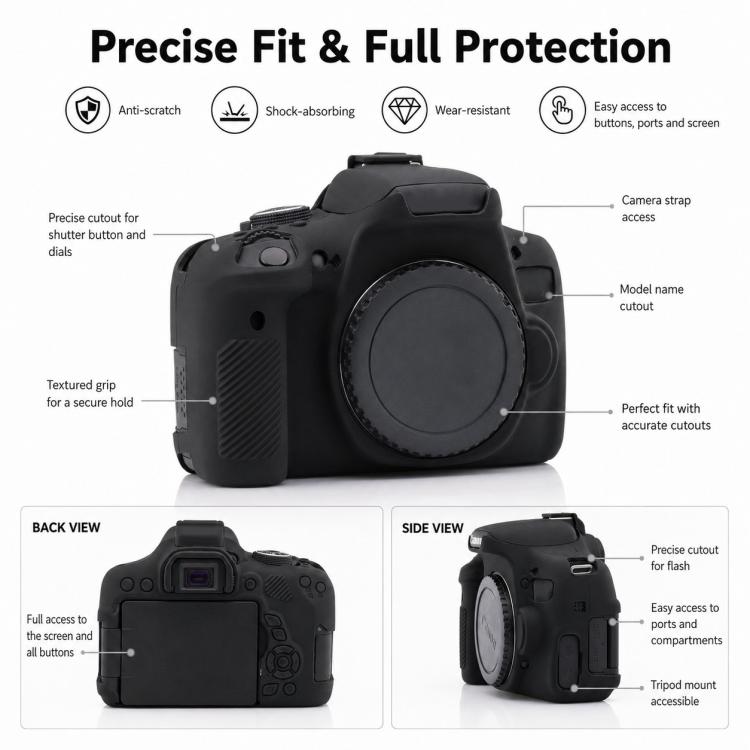 Soft Silicone Camera Protective Case, For Canon EOS 750D
