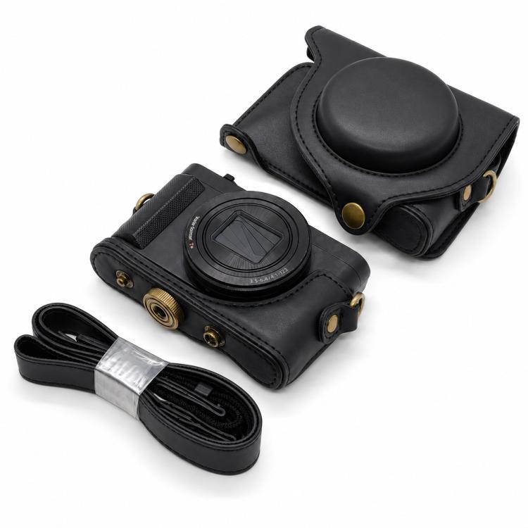 Full Body Retro Vegan Leather Camera Case Bag with Strap, For Sony DSC-WX500