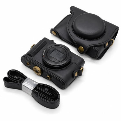 Full Body Retro Vegan Leather Camera Case Bag with Strap, For Sony DSC-WX500