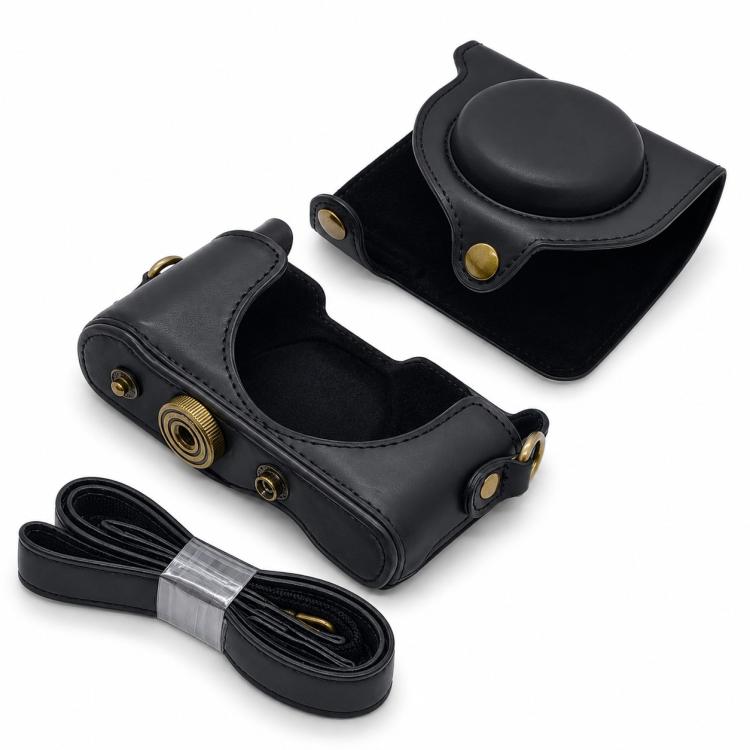 Full Body Retro Vegan Leather Camera Case Bag with Strap, For Sony DSC-WX500