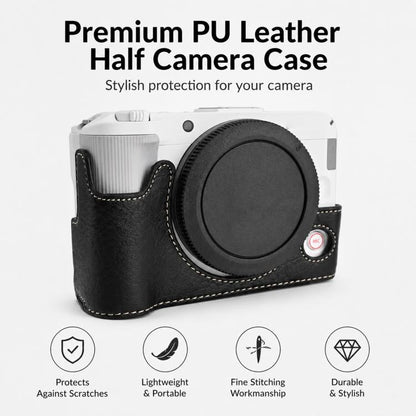 Litchi Texture Vegan Leather Camera Half Case Base, For Canon EOS R50 V