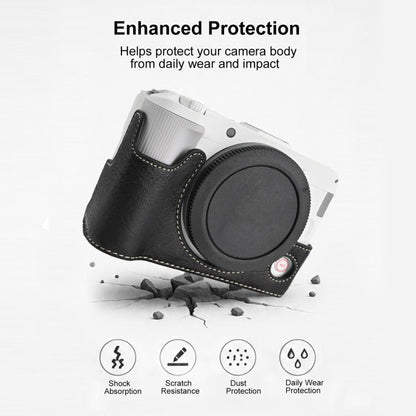 Litchi Texture Vegan Leather Camera Half Case Base, For Canon EOS R50 V
