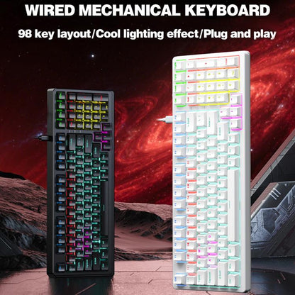 Lenovo GK10 RGB 98 Keys Wired Mechanical Keyboard, Tea Axis, Red Axis, Blue Axis