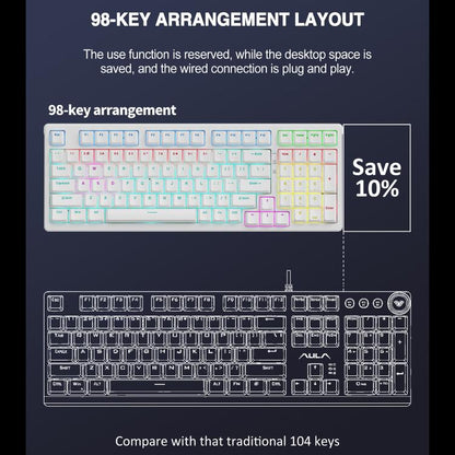 Lenovo GK10 RGB 98 Keys Wired Mechanical Keyboard, Tea Axis, Red Axis, Blue Axis