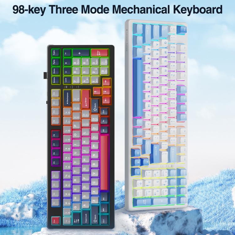 Lenovo GK10 RGB 98 Keys Three Modes Wireless Mechanical Keyboard, Tea Axis, Red Axis, Blue Axis