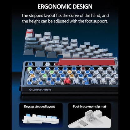 Lenovo GK10 RGB 98 Keys Three Modes Wireless Mechanical Keyboard, Tea Axis, Red Axis, Blue Axis