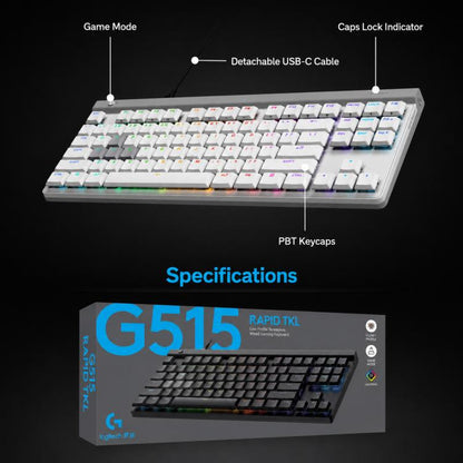 Logitech G515 RAPID TKL Magnetic Switches Wired Gaming Keyboard