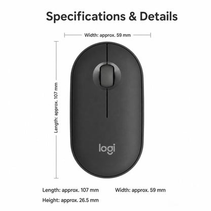 Logitech PEBBLE 2.0 M350S 4000DPI Ultra-Thin Dual-Mode Wireless Bluetooth Mouse
