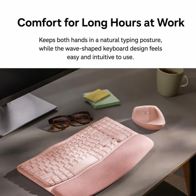 Logitech WAVE KEYS LIFT COMBO Wireless Ergonomic Keyboard Mouse Set
