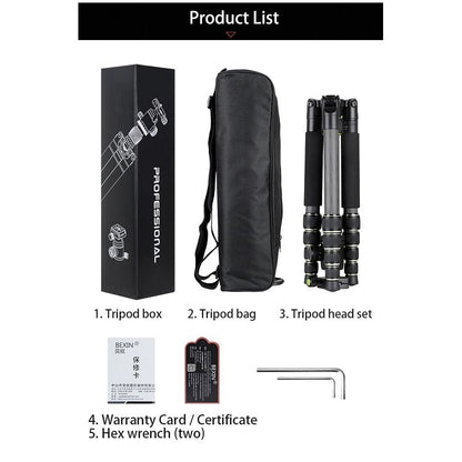 BEXIN BX255C K30 Portable Carbon Fiber Tripod for Camera Dslr, BX255C