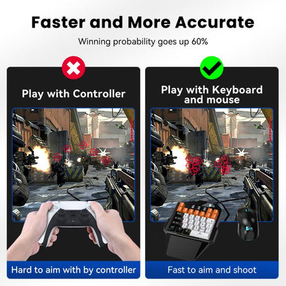 HXSJ Master-P5+V100+A867 Gaming Keyboard and Mouse Adapter Set for PS5, Master-P5+V100+A867